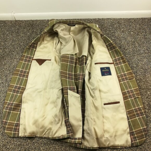 NWT Brooks Brothers Sport Coat Blazer Linen Silk Plaid Green 41R $448 - Picture 5 of 13